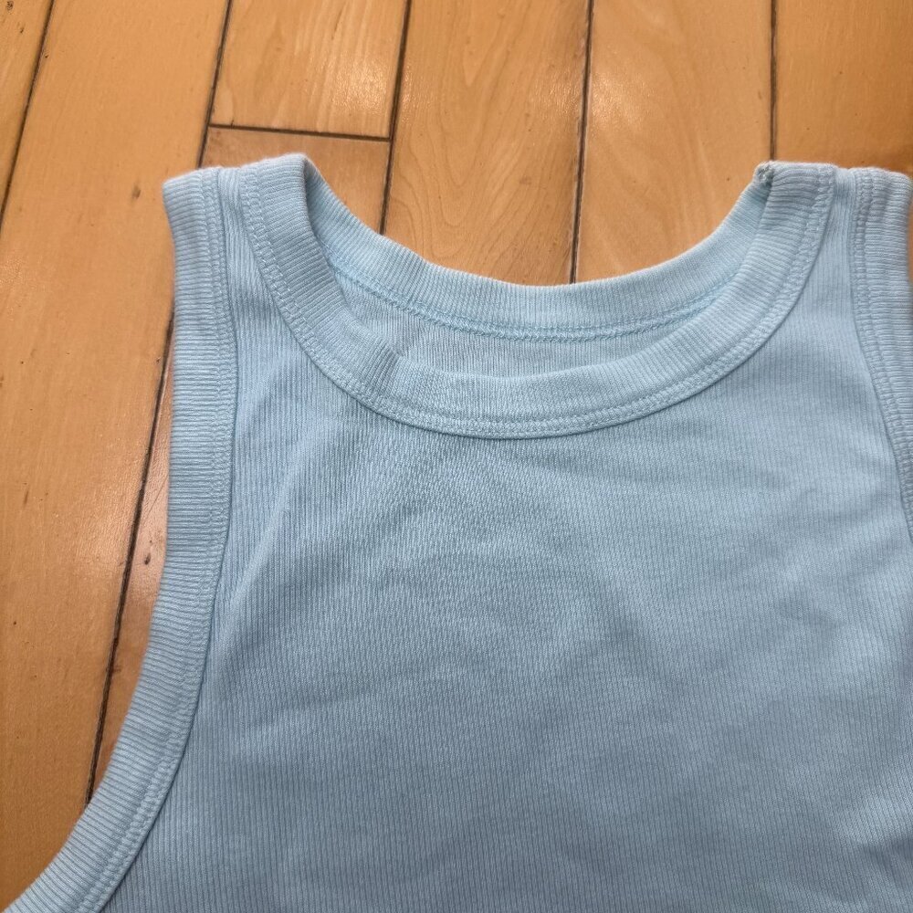 A NEW DAY High Neck Ribbed Tank Top Size Small Light Blue Green Color - Picture 3 of 7
